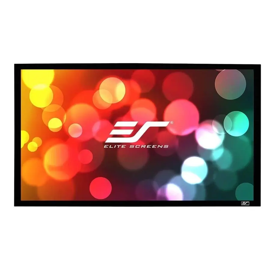 Elite Screens SableFrame, en ramspänd projektorduk på 92 tum med svart sammetsram